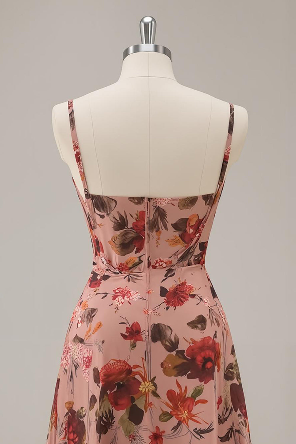 Dusty Rose Printed A Line Corset Homecoming Dress
