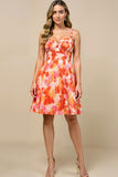 Sunset Printed A Line Spaghetti Straps Mini Dress