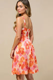 Sunset Printed A Line Spaghetti Straps Mini Dress