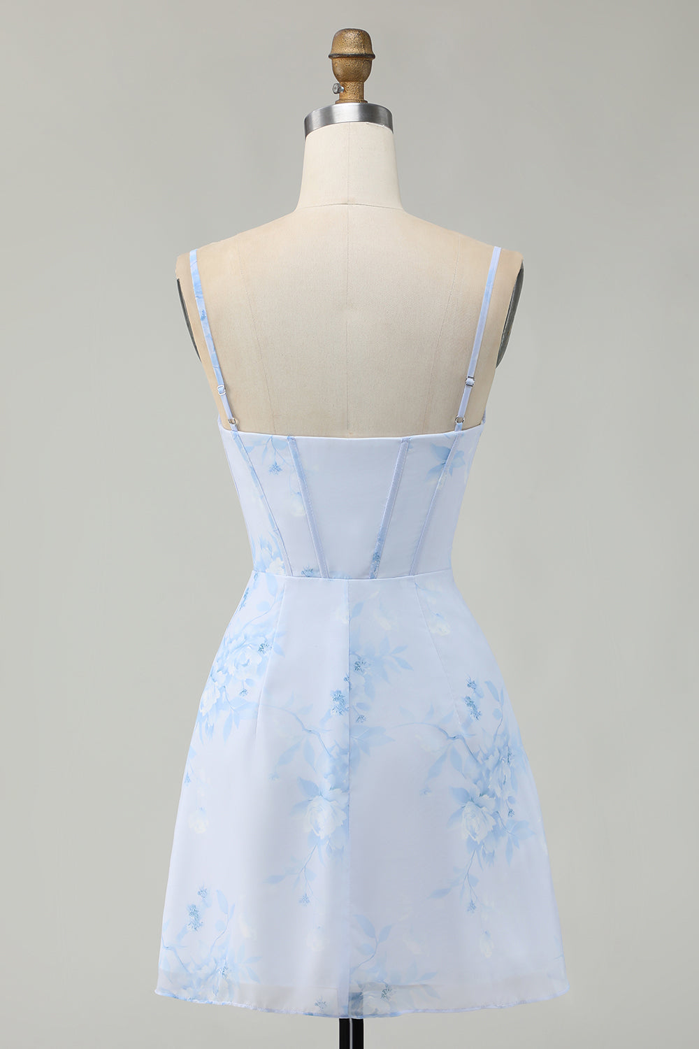 Corset Light Blue Bodycon Printed Homecoming Dress