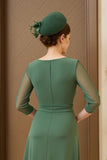 Dark Green Illusion Neck A-Line Mother Of The Bride Dress