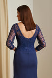 Mermaid Navy Appliqued Mother Of The Bride Dress With Slit