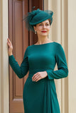 Dark Green Long Sleeve A-Line Mother Of The Bride Dress