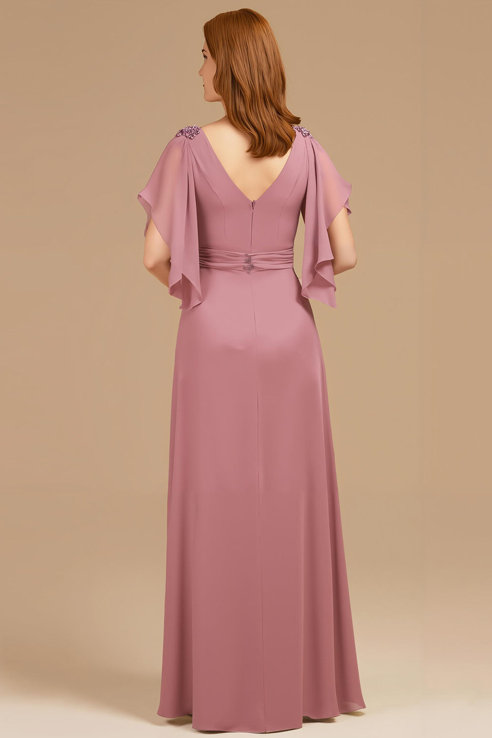 Grape V-Neck A-Line Mother Of The Bride Dress with Appliques