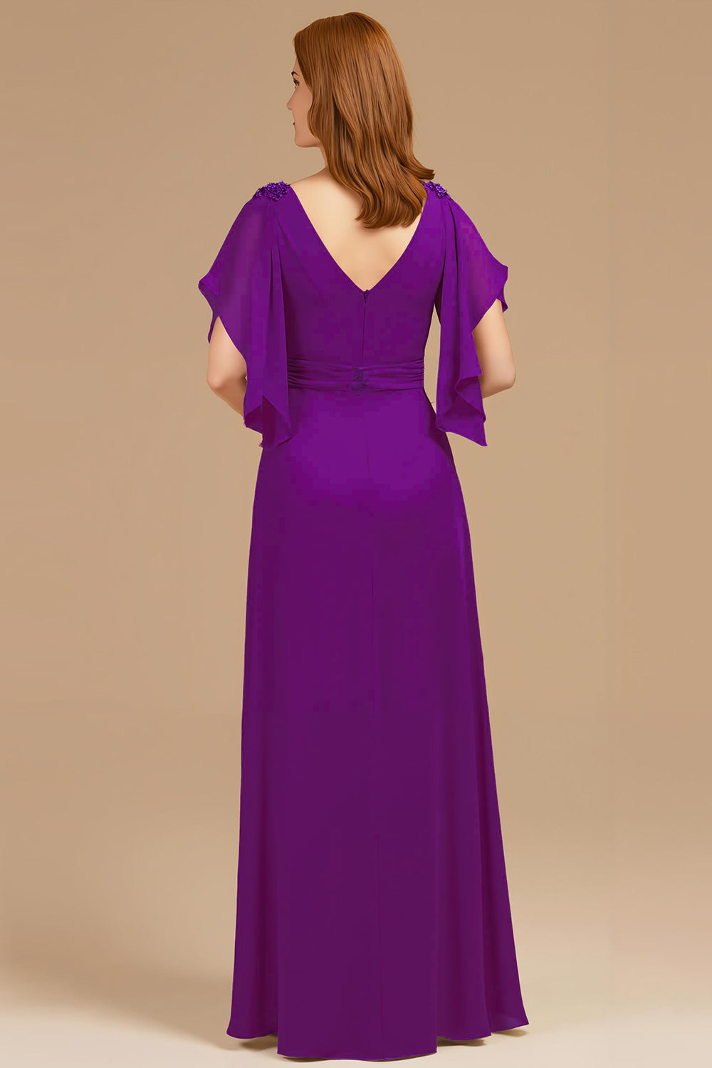 Grape V-Neck A-Line Mother Of The Bride Dress with Appliques