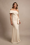 Apricot One Shoulder Sheath Maxi Dress with Sash