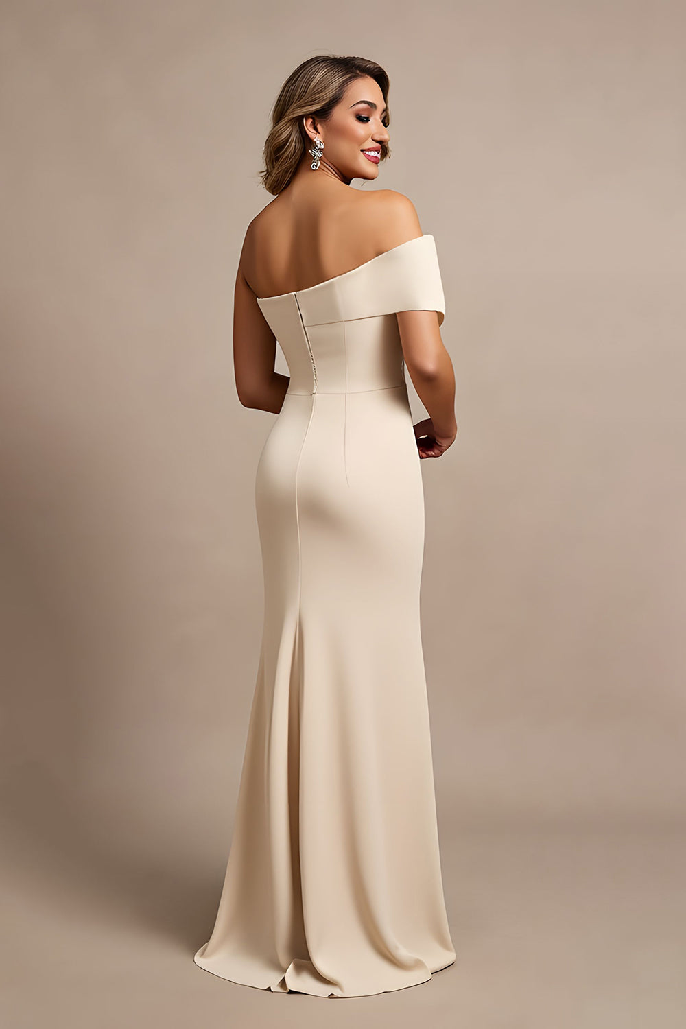 Apricot One Shoulder Sheath Maxi Dress with Sash