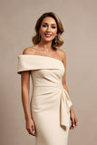 Apricot One Shoulder Sheath Maxi Dress with Sash