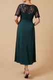 Pine V-Neck A-Line Appliqued Mother Of The Bride Dress