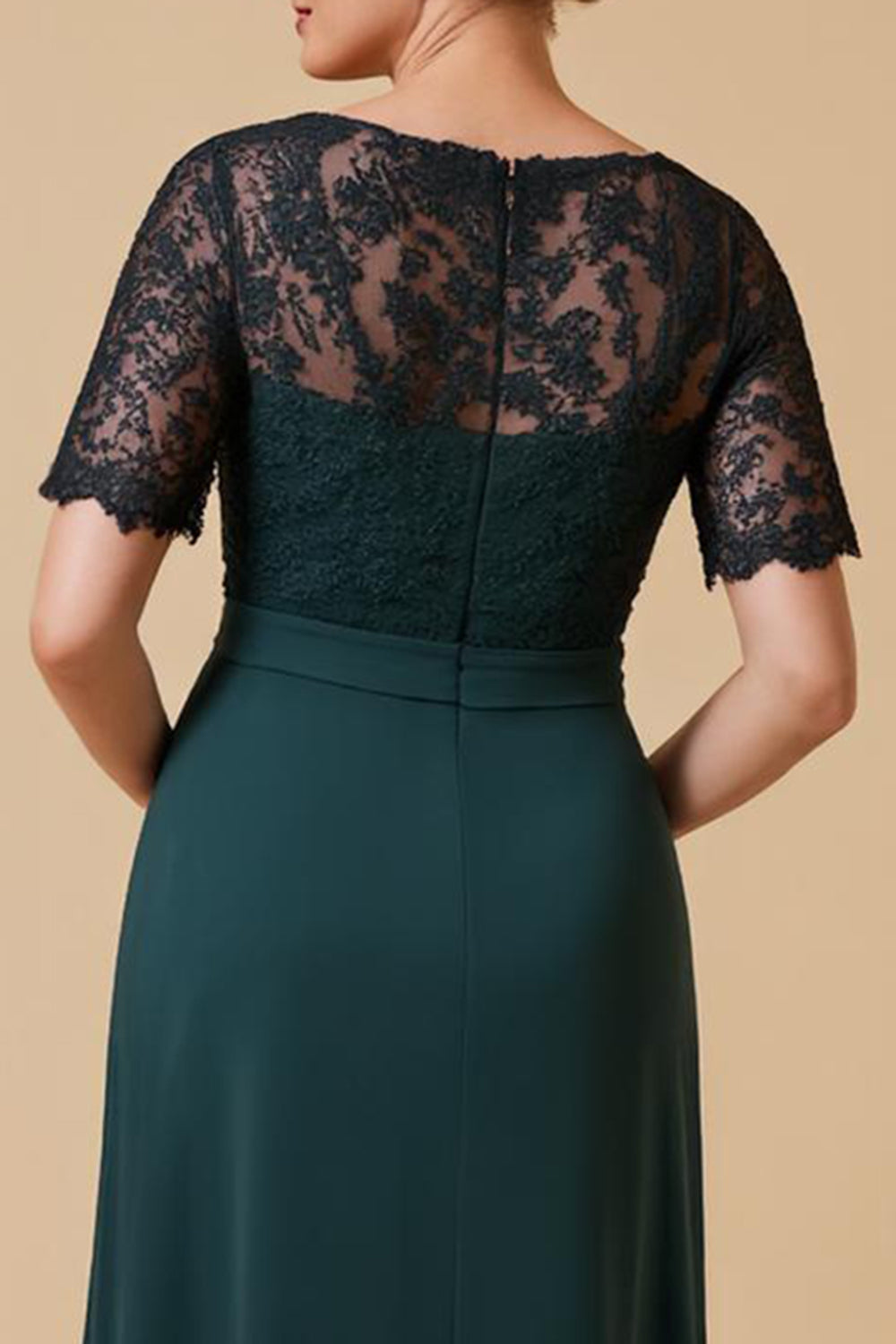 Pine V-Neck A-Line Appliqued Mother Of The Bride Dress