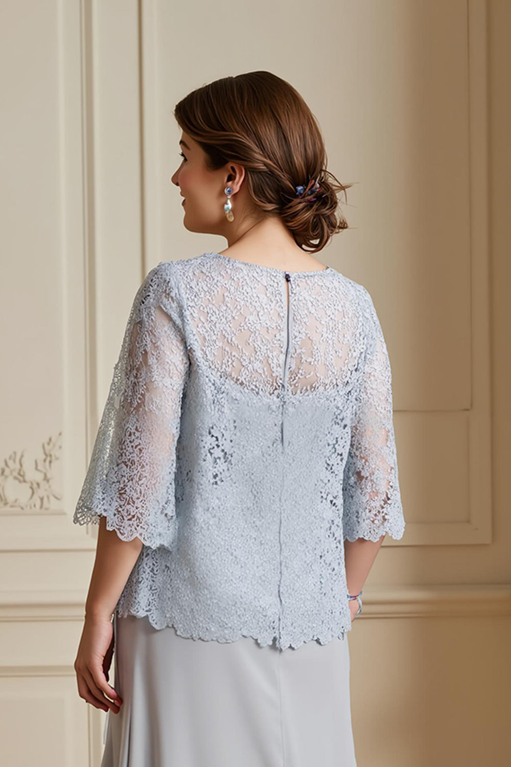 Silver Tiered Lace 2 Piece Mother Of The Bride Dress