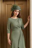Olive High-Low Mother Of The Bride Dress With Ruffles
