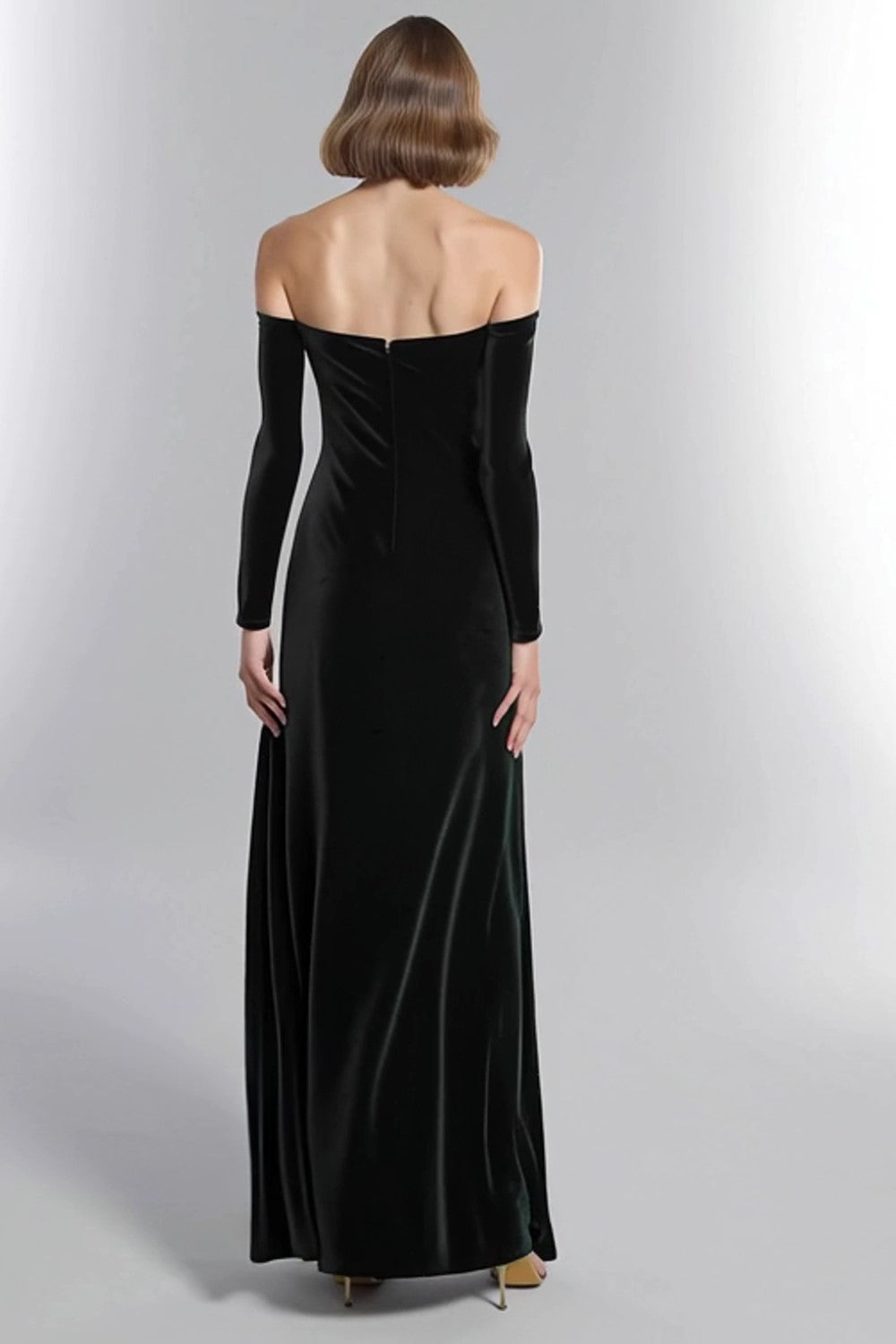 Off The Shoulder Black Sheath Formal Dress with Beading