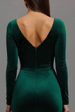 Mermaid Velvet Square Neck Dark Green Formal Dress