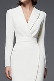 Ivory Sheath Work Dress With Long Sleeves