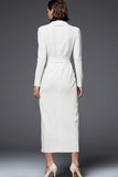 Ivory Sheath Work Dress With Long Sleeves