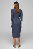 Twilight Sheath 3/4 Sleeve Midi Work Dress With Slit
