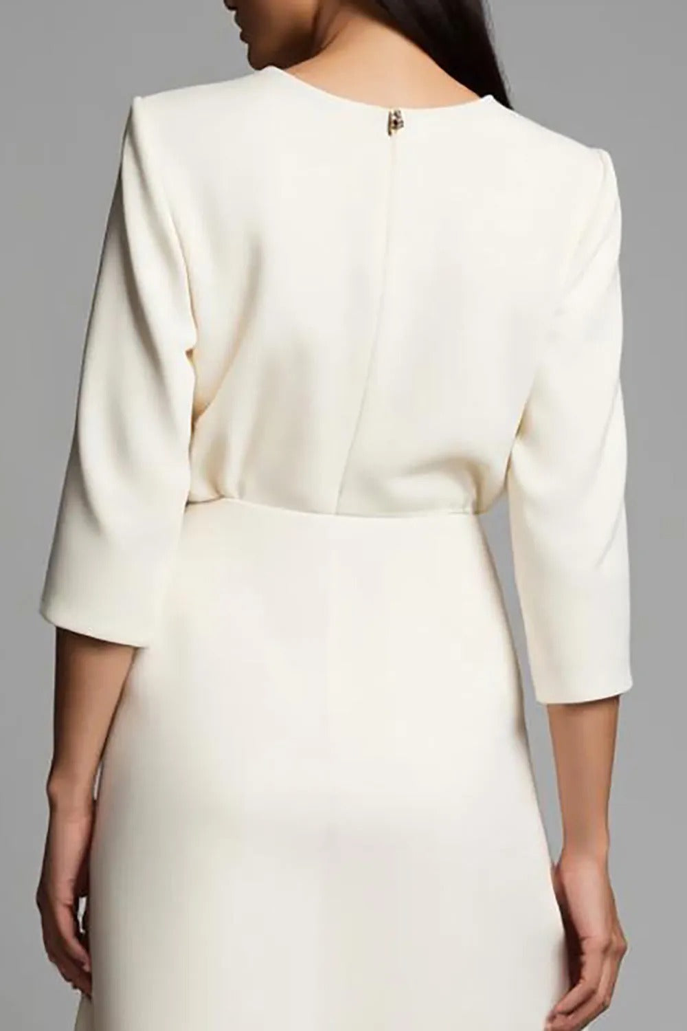 Ivory A-Line Midi Work Dress With Slit