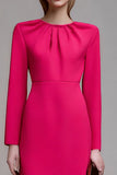Sheath Long Sleeve Fuchsia Business Casual Dress
