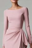 Pink Bateau Neck Pencil Work Dress