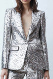 Sparkly Silver One Button 2-Piece Prom Suits