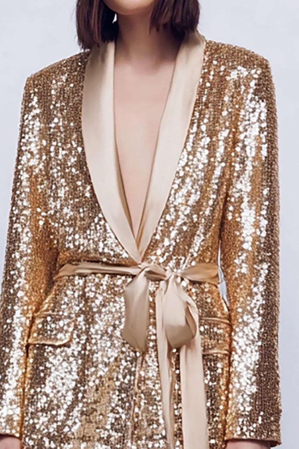 2-Piece Gold Shawl Lapel Prom Suits With Sash