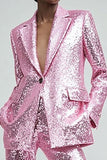 Pink 2-Piece Notched Lapel Women Prom Suits With Sequins