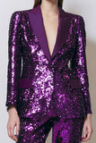 Sparkly Dark Purple Peak Lapel 2-Piece Women Prom Suits