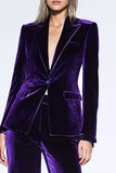 2-Piece Velvet Dark Purple Women Prom Suits