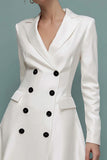 Ivory A-Line Notched Lapel Double Breasted Work Suits