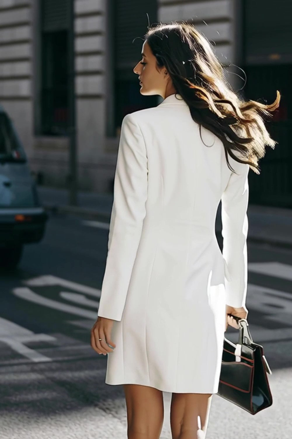 Sheath Long Sleeve Double Breasted Ivory Work Dress