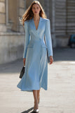 Sky Blue Peak Laplel Long Sleeve Midi Work Dress
