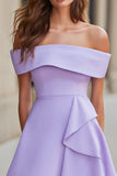 Off The Shoulder Lilac A-Line Mini Cocktail Dress
