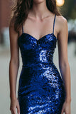 Royal Blue Bodycon Sequin Mini Cocktail Dress