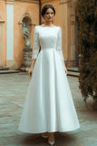 Ivory A-Line Long Sleeve Wedding Dress With Lace