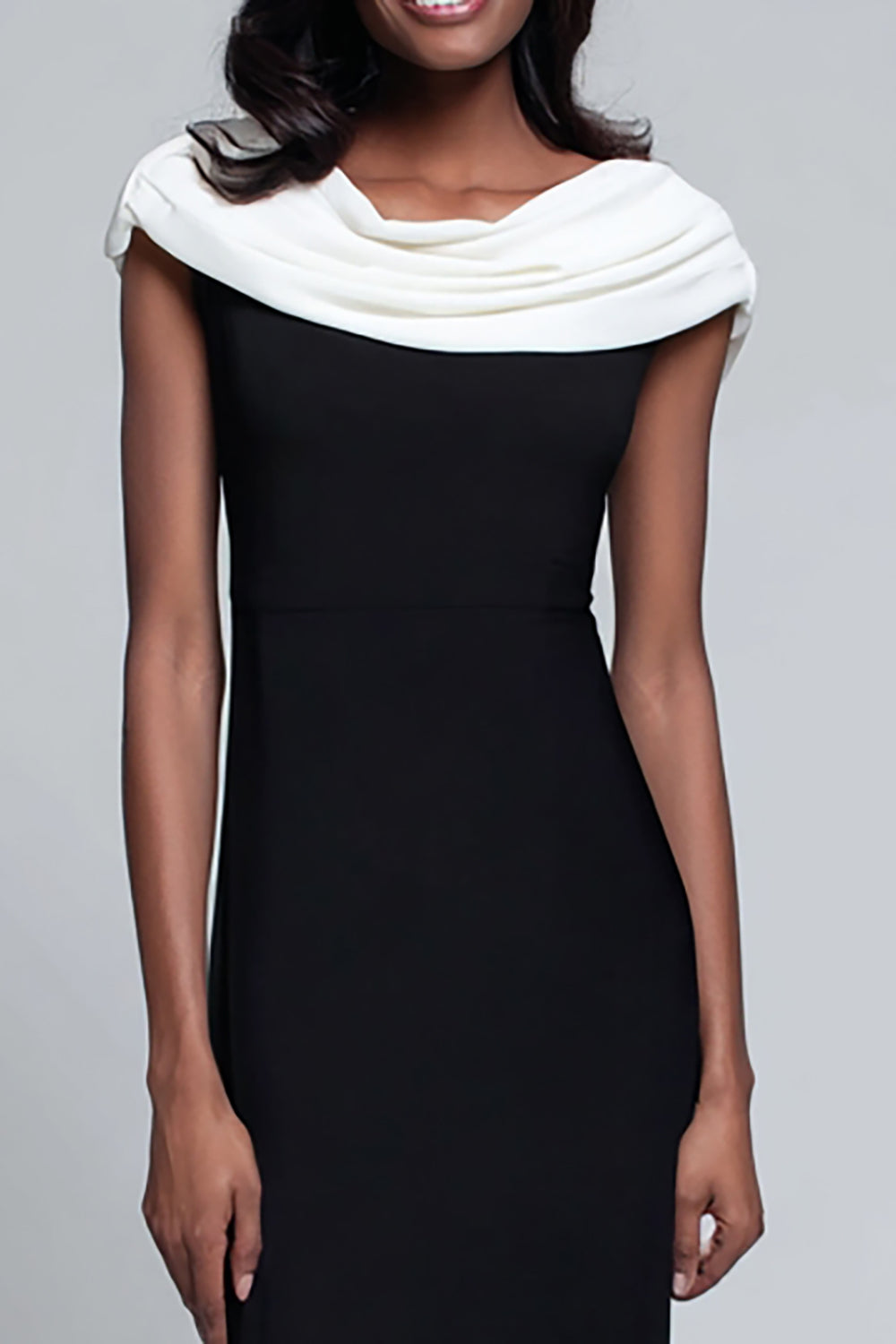 Black and White Sheath Maxi Formal Dress