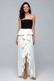 Strapless Sheath Ruffle Asymmetrical Black and White Formal Dress