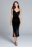 Black Sheath Holiday Dress With Slit