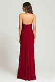 Burgundy Halter Backless Formal Dress With Slit
