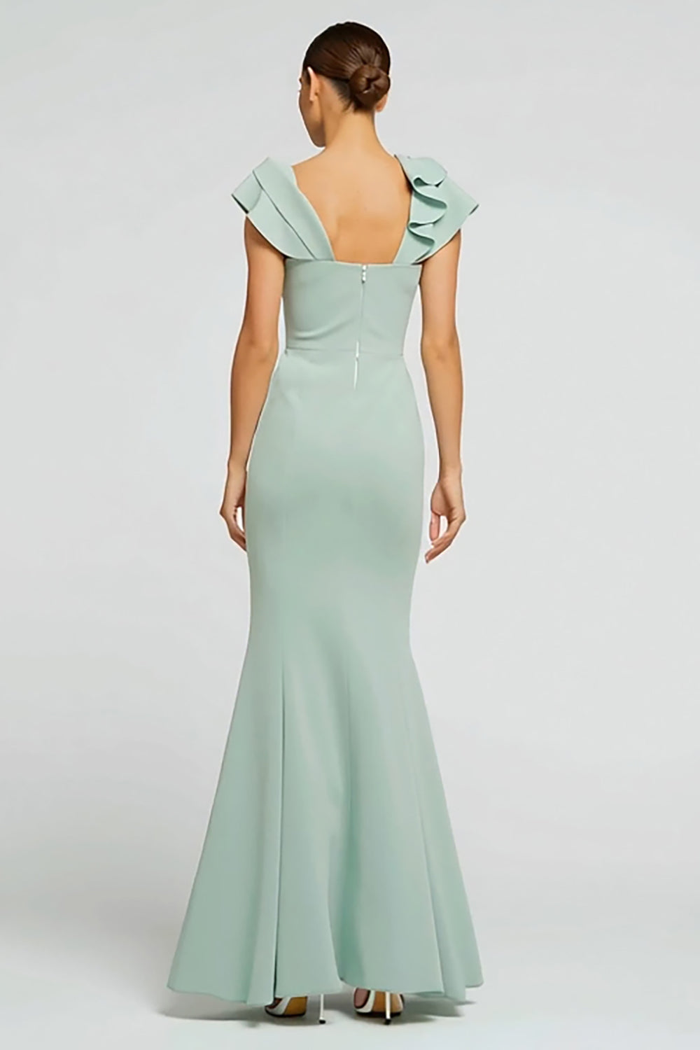Mermaid Mint Green Long Formal Dress With 3D Flower