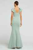 Mermaid Mint Green Long Formal Dress With 3D Flower