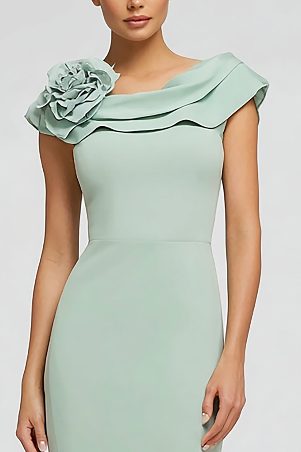 Mermaid Mint Green Long Formal Dress With 3D Flower