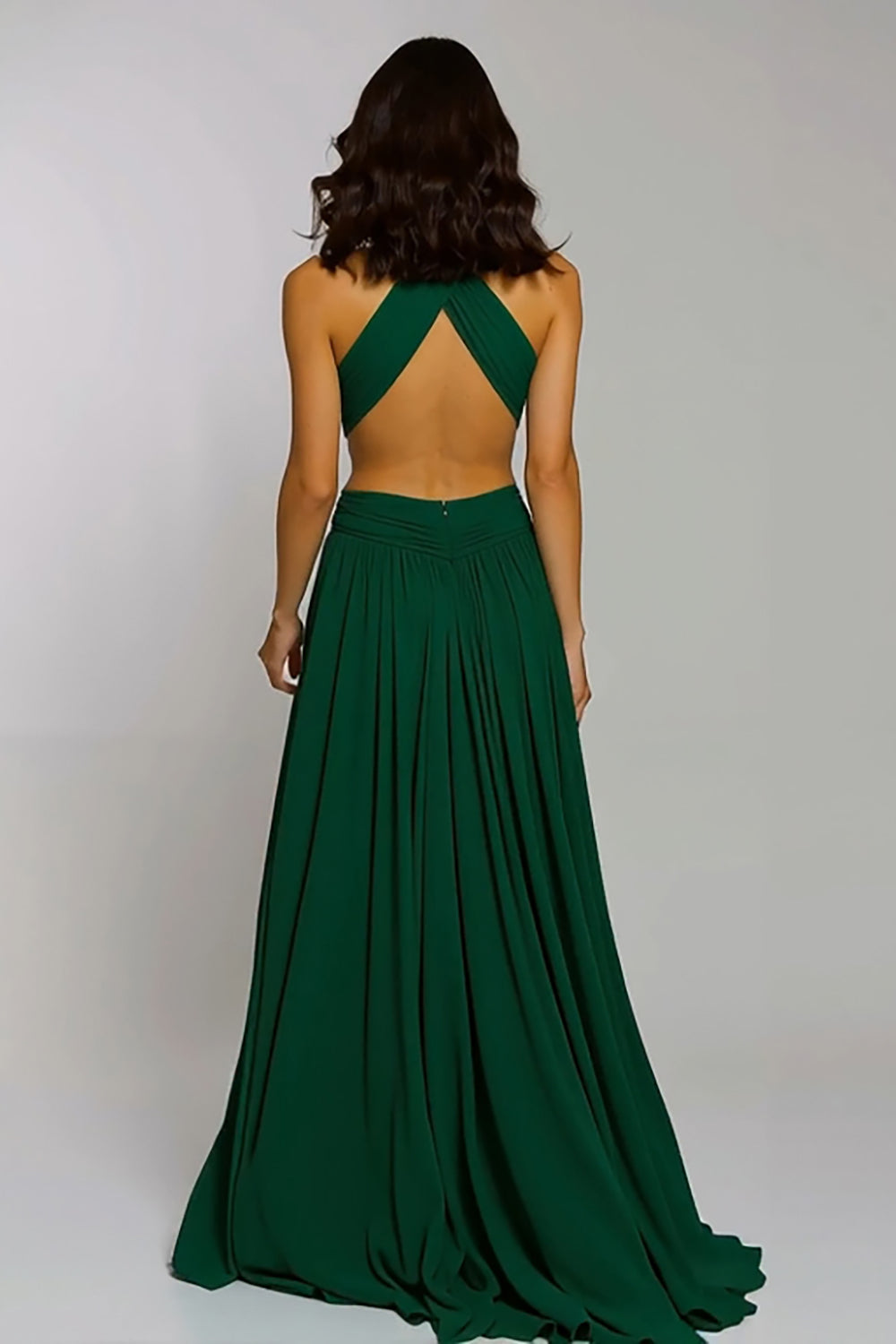 Halter Cut Out A Line Dark Green Formal Dress