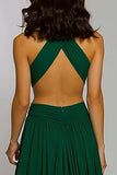 Halter Cut Out A Line Dark Green Formal Dress