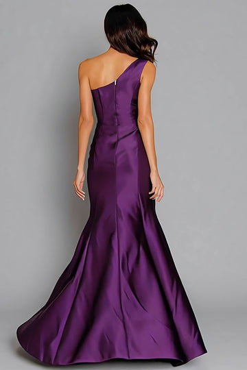 One Shoulder Purple Mermaid Formal Dress
