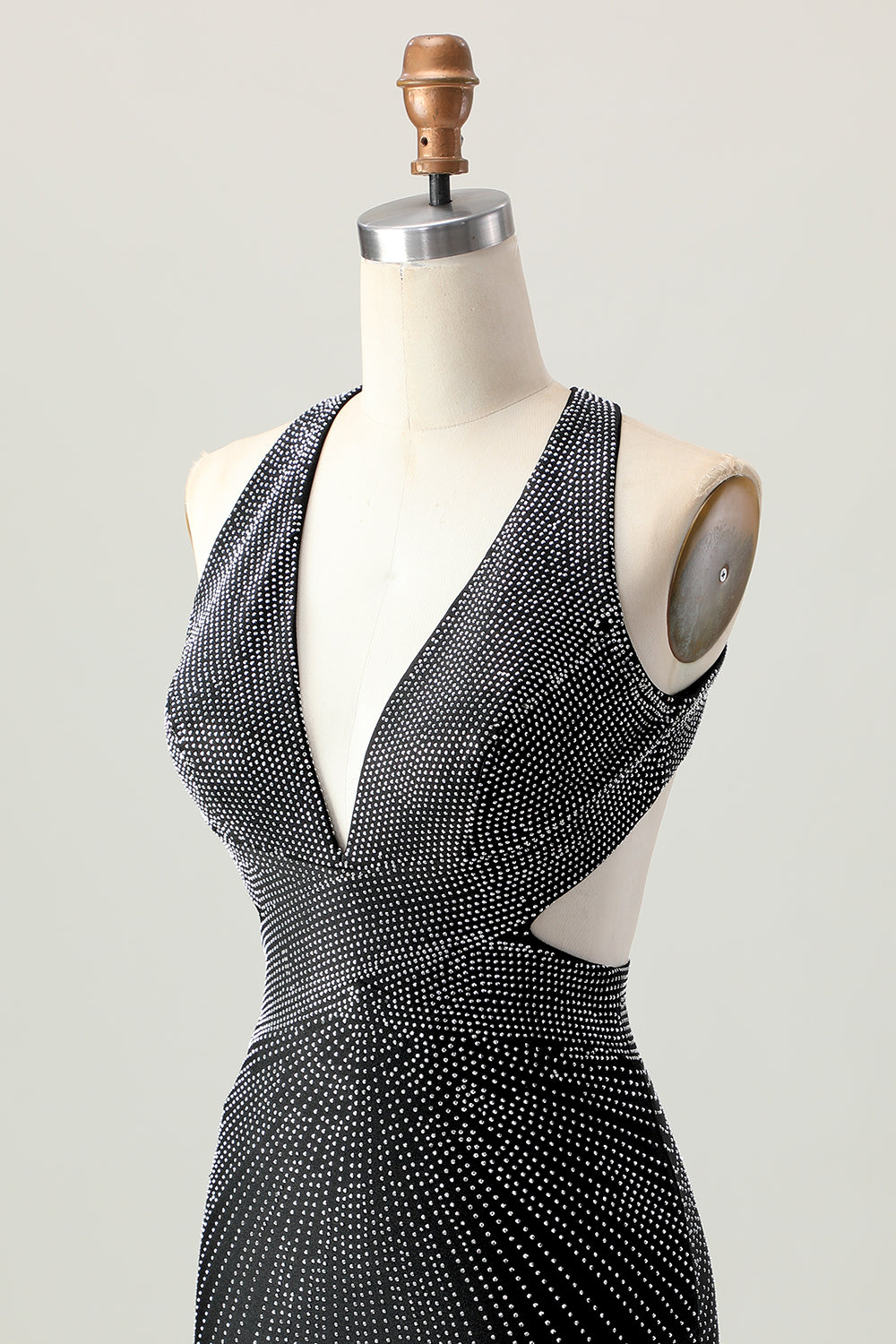 Halter Beaded Bodycon Black Homecoming Dress