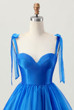 Royal Blue A Line Homecoming Dress With Lace-up Back