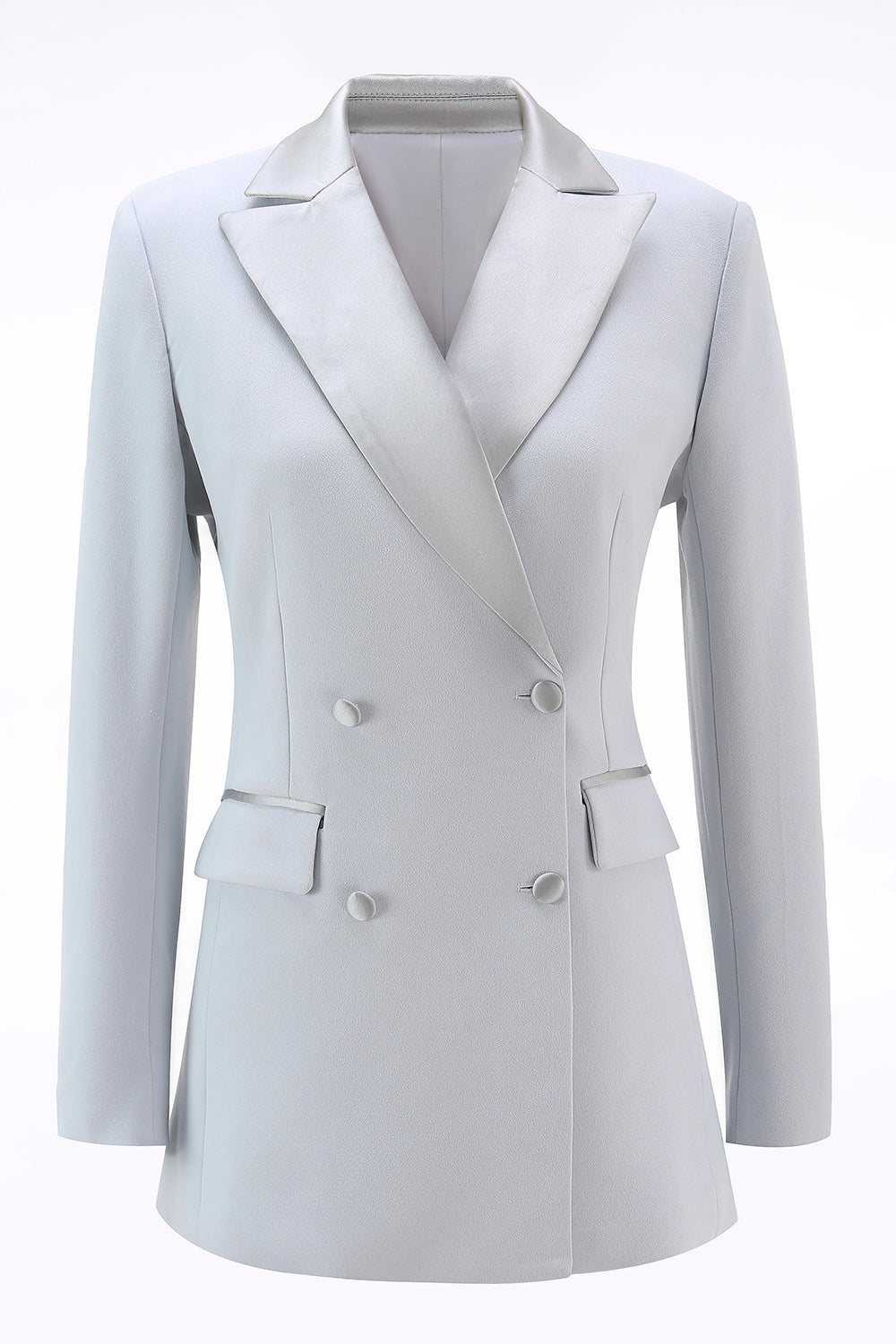 Silver Peak Lapel Long Sleeve 2-Piece Women Pantsuits