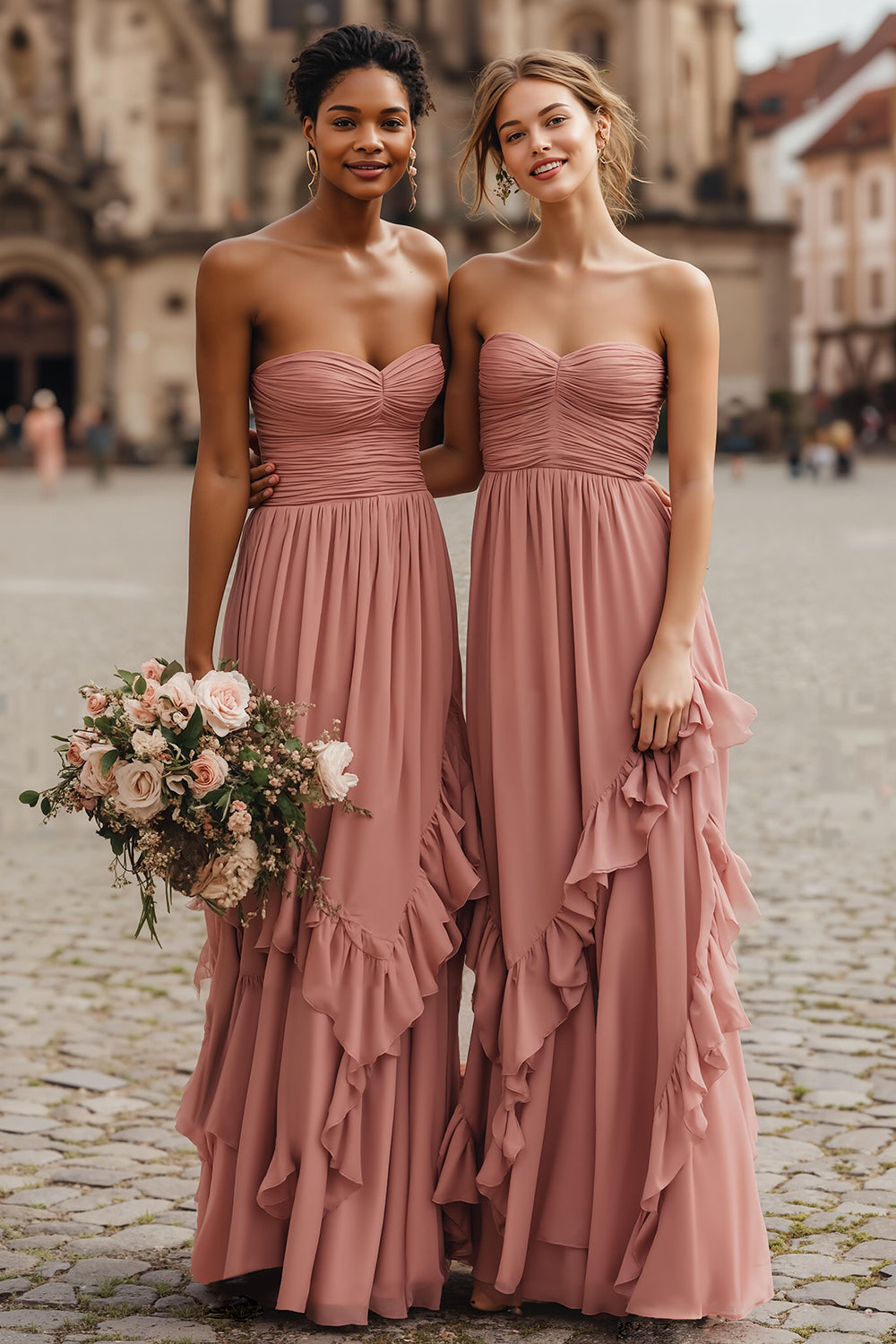 Lilac Sweetheart A-Line Bridesmaid Dress with Ruffles