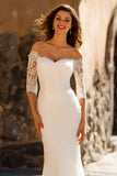 Mermaid White Off The Shoulder Wedding Dress